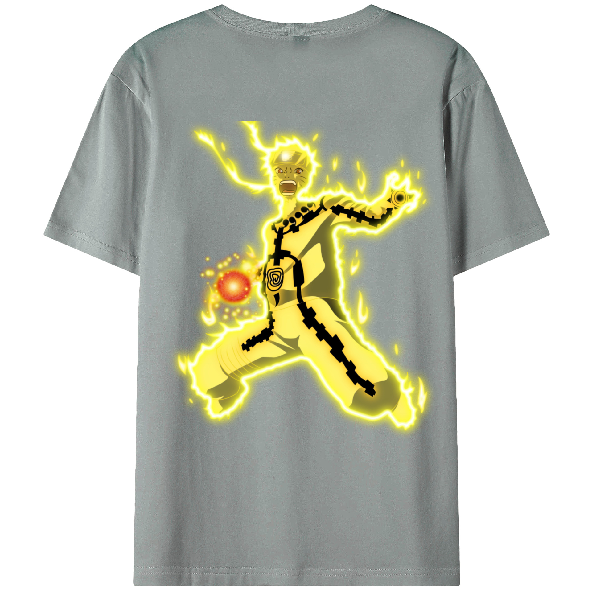 （画像用） NARUTO -ナルト- うずまき ナルト Uzumaki Naruto 綿100％ メンズ半袖Tシャツ（バックプリント） 通気性